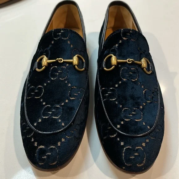 Gucci | Shoes | Mens Gucci Jordaan Blue Gg Velvet Loafer 